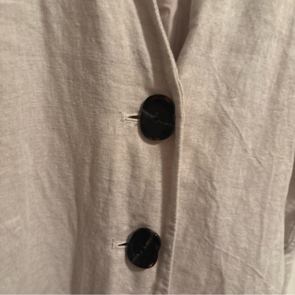 NA-KD BUTTONED LINEN DRESS V-NECK PUFF SLEEVES SAND SIZE SMALL - Picture 7 of 13